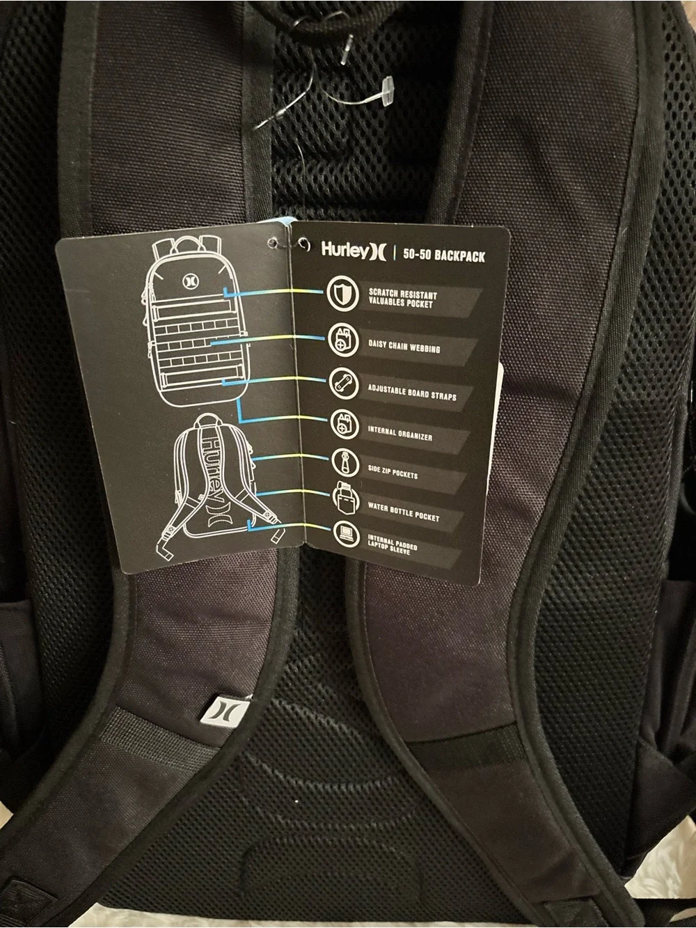 Hurley Black Men's Tactical Backpack with Webbing Straps